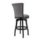 Armen Living Raleigh 30" Bar Height Swivel Barstool in Black Finish and Gray Faux Leather LCRABASIBLGR30 - alternate 2